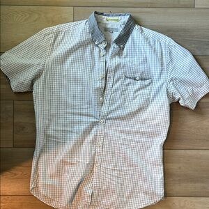 Ted Baker Beige and Blue Checkered Button Down Shirt